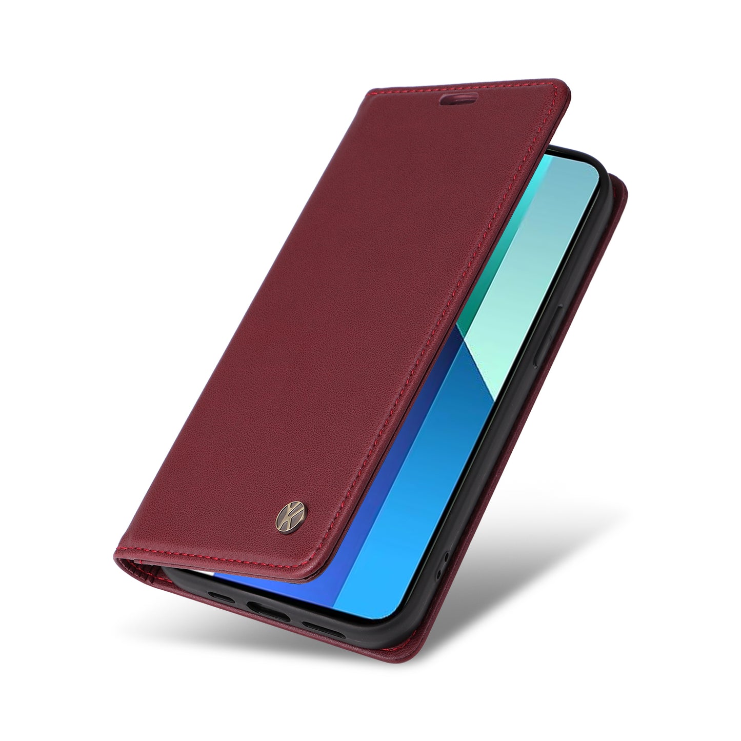 YIKATU YK-001 For Xiaomi Redmi Note 13 4G Case Wallet Phone Cover Magnetic Closing - Wine Red