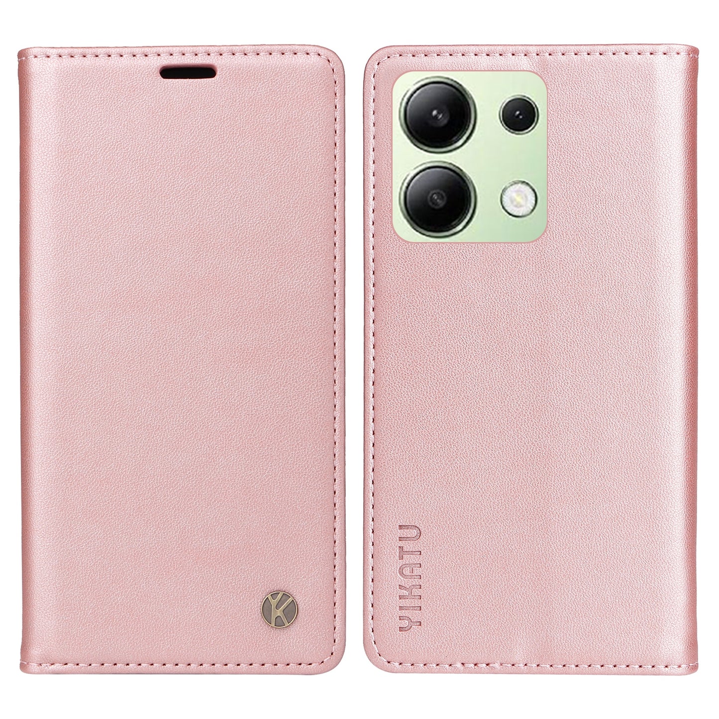 YIKATU YK-001 For Xiaomi Redmi Note 13 4G Case Wallet Phone Cover Magnetic Closing - Rose Gold