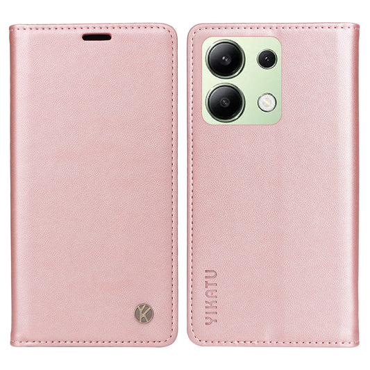 YIKATU YK-001 For Xiaomi Redmi Note 13 4G Case Wallet Phone Cover Magnetic Closing - Rose Gold