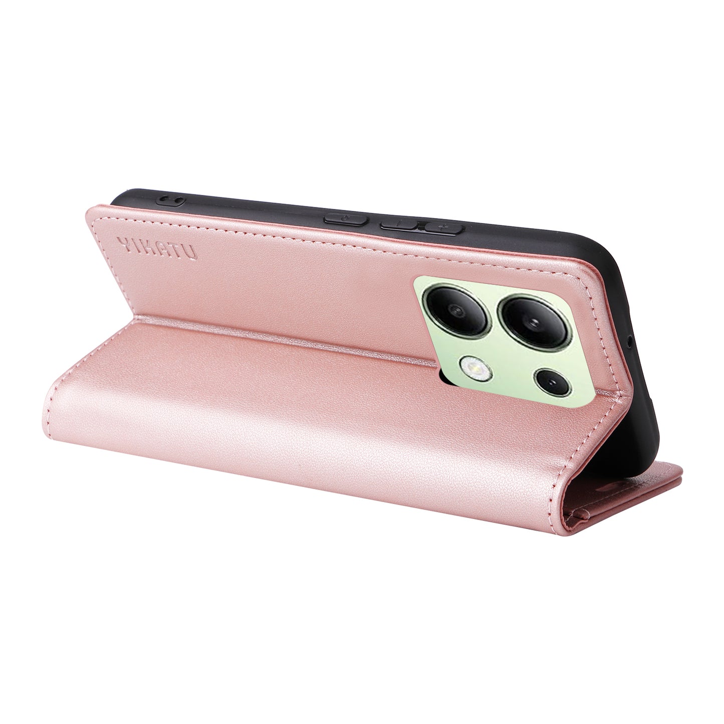 YIKATU YK-001 For Xiaomi Redmi Note 13 4G Case Wallet Phone Cover Magnetic Closing - Rose Gold