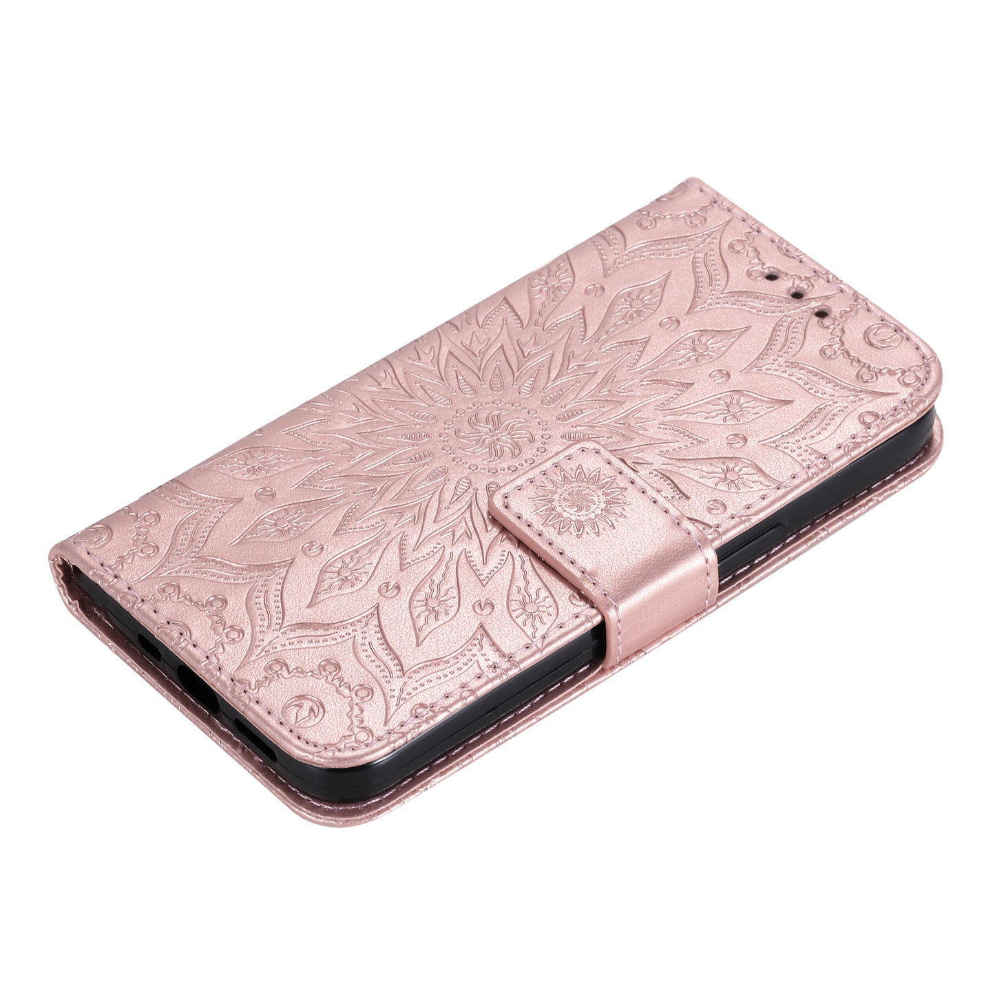 KT Imprinting Flower Series-1 For Xiaomi Redmi Note 13 4G Leather Case Wallet Cover Sunflower - Rose Gold