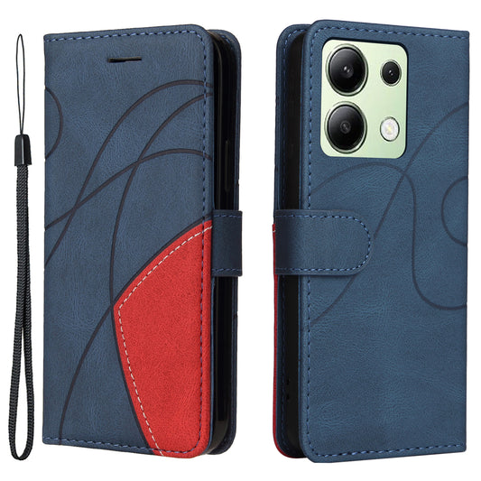 KT Leather Series-1 For Xiaomi Redmi Note 13 4G Case Dual Color Splicing Leather Cover - Blue