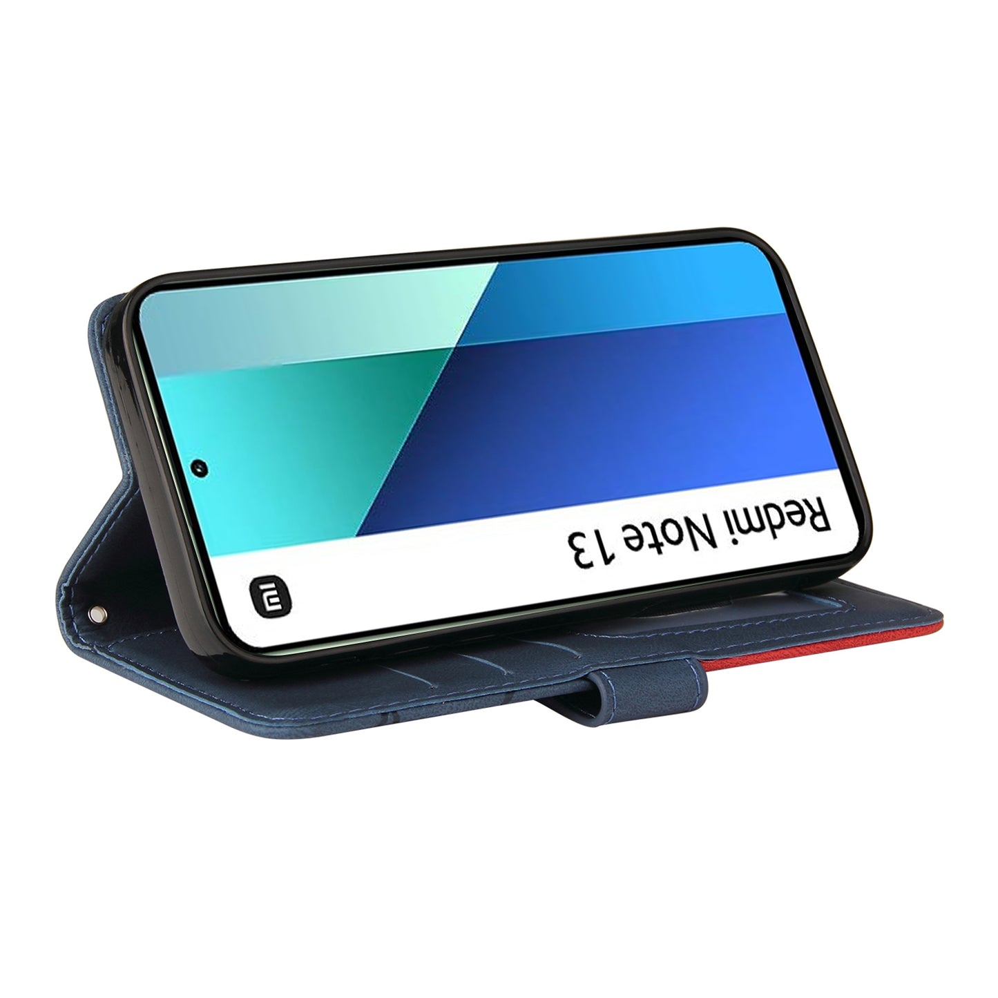 KT Leather Series-1 For Xiaomi Redmi Note 13 4G Case Dual Color Splicing Leather Cover - Blue