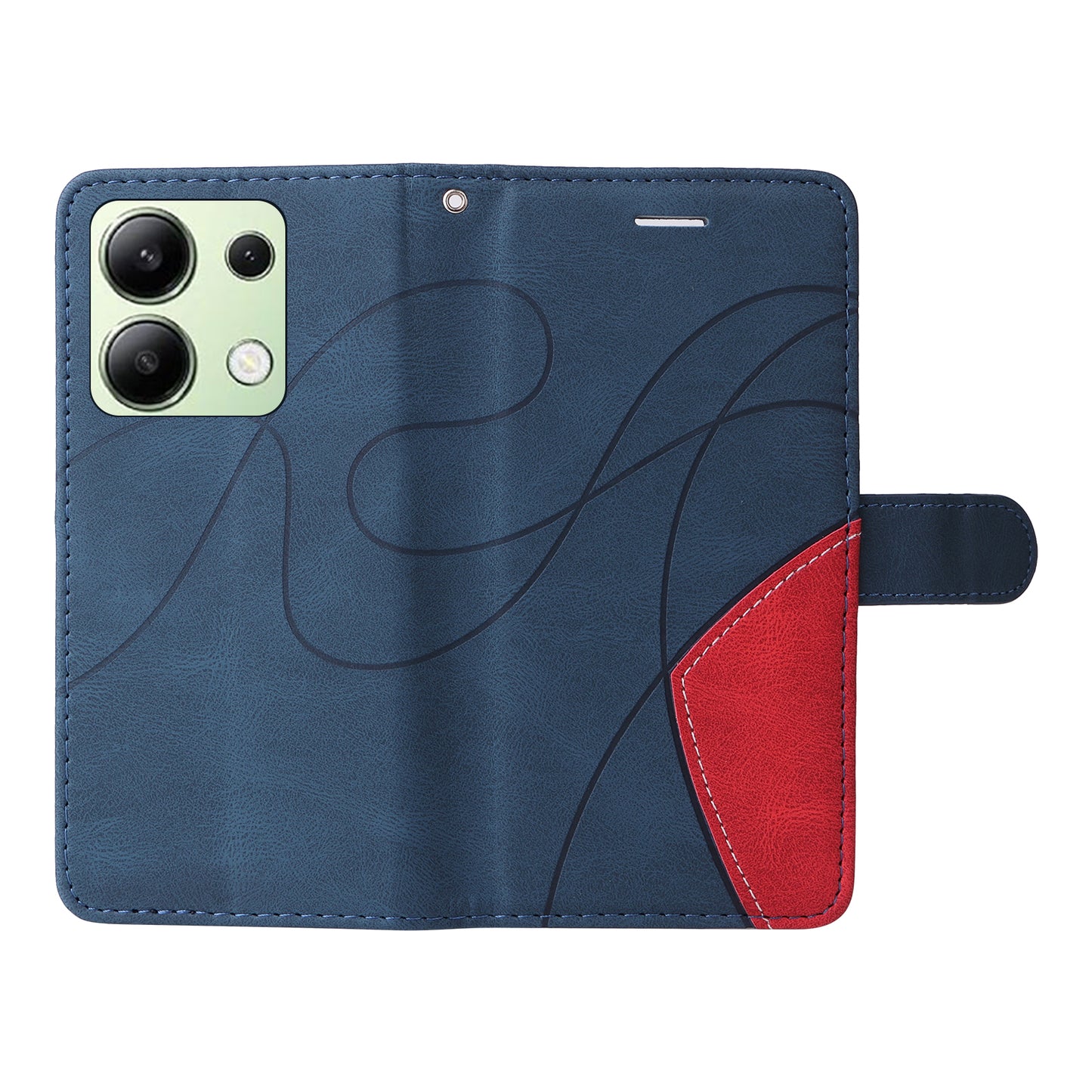 KT Leather Series-1 For Xiaomi Redmi Note 13 4G Case Dual Color Splicing Leather Cover - Blue