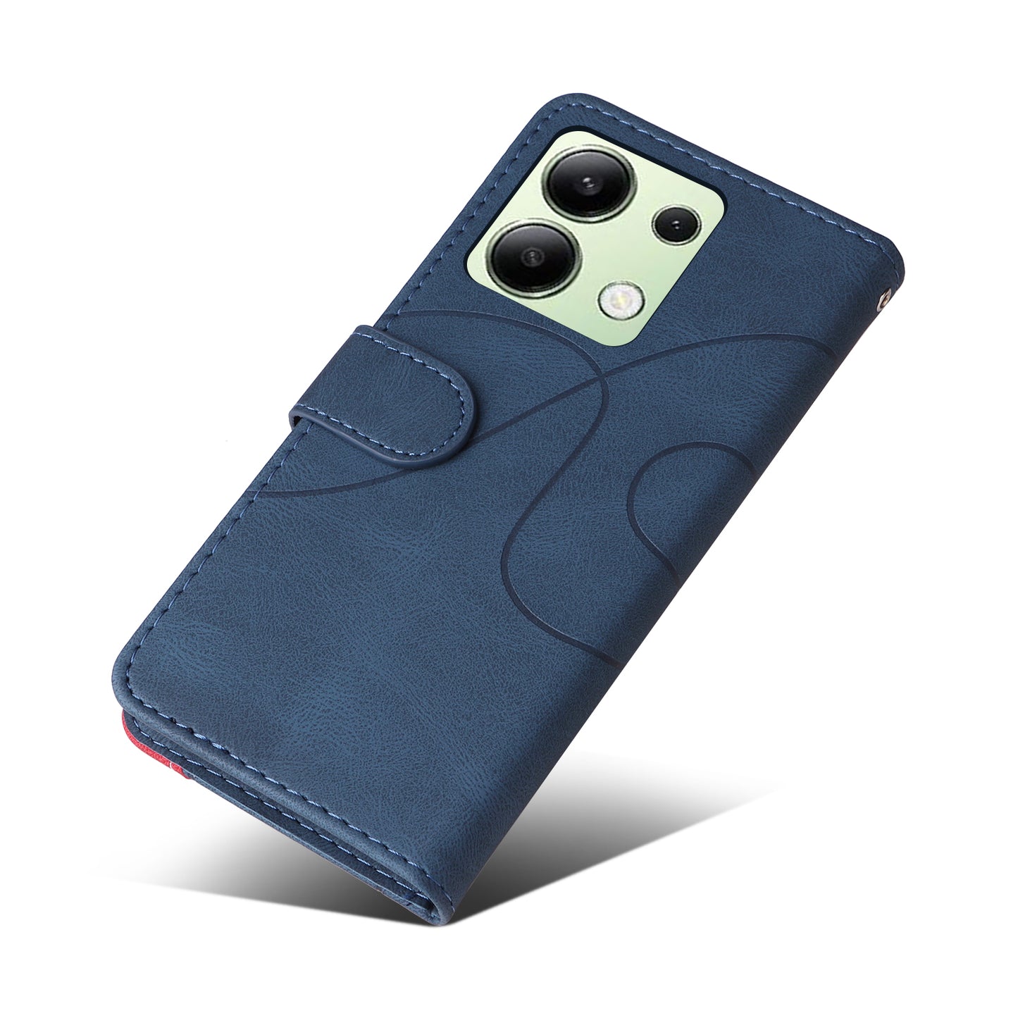 KT Leather Series-1 For Xiaomi Redmi Note 13 4G Case Dual Color Splicing Leather Cover - Blue