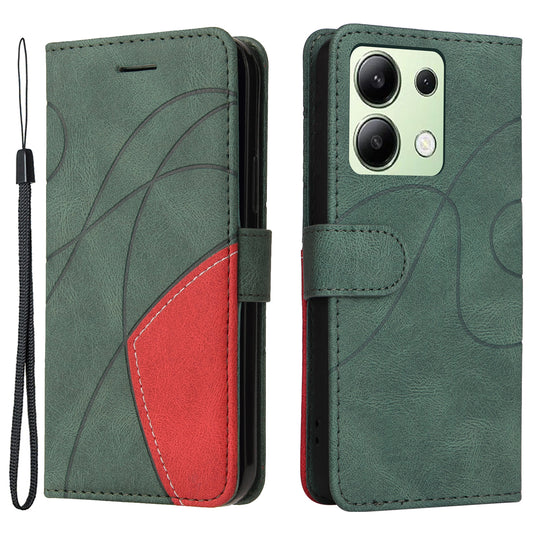 KT Leather Series-1 For Xiaomi Redmi Note 13 4G Case Dual Color Splicing Leather Cover - Green