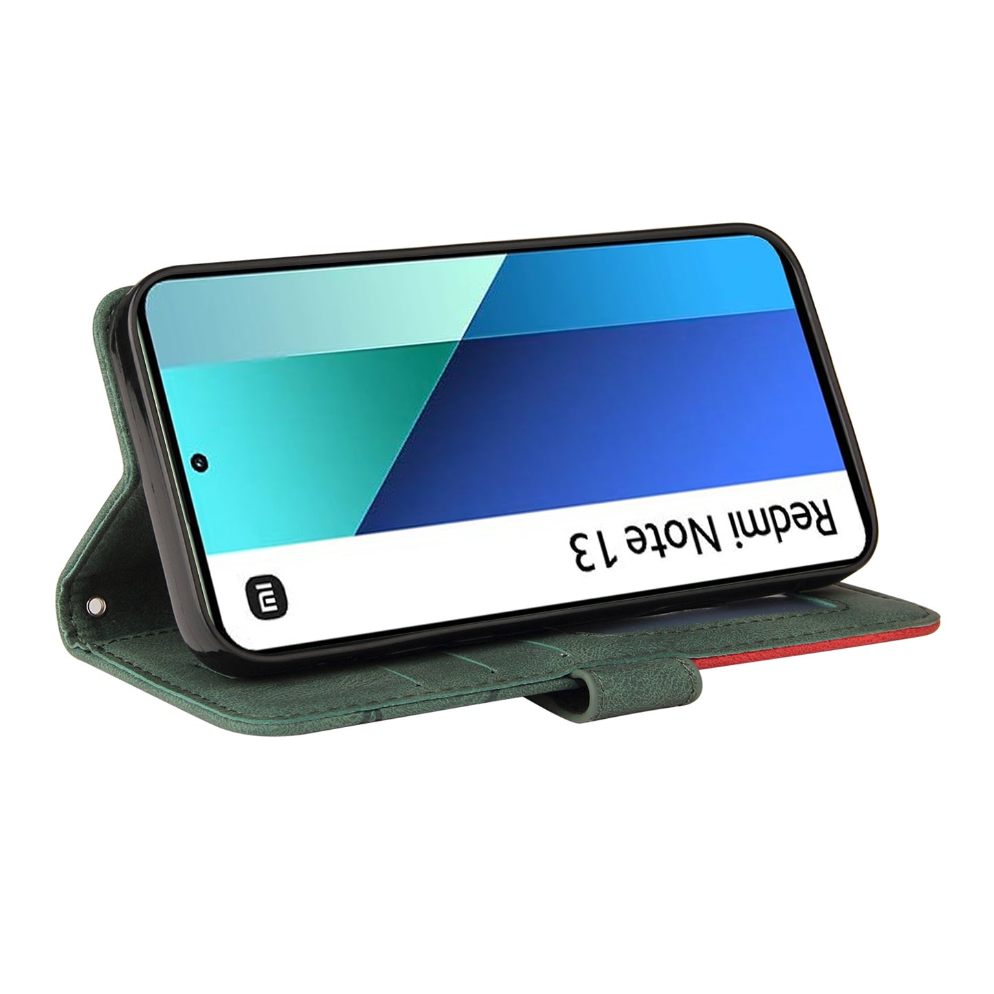 KT Leather Series-1 For Xiaomi Redmi Note 13 4G Case Dual Color Splicing Leather Cover - Green