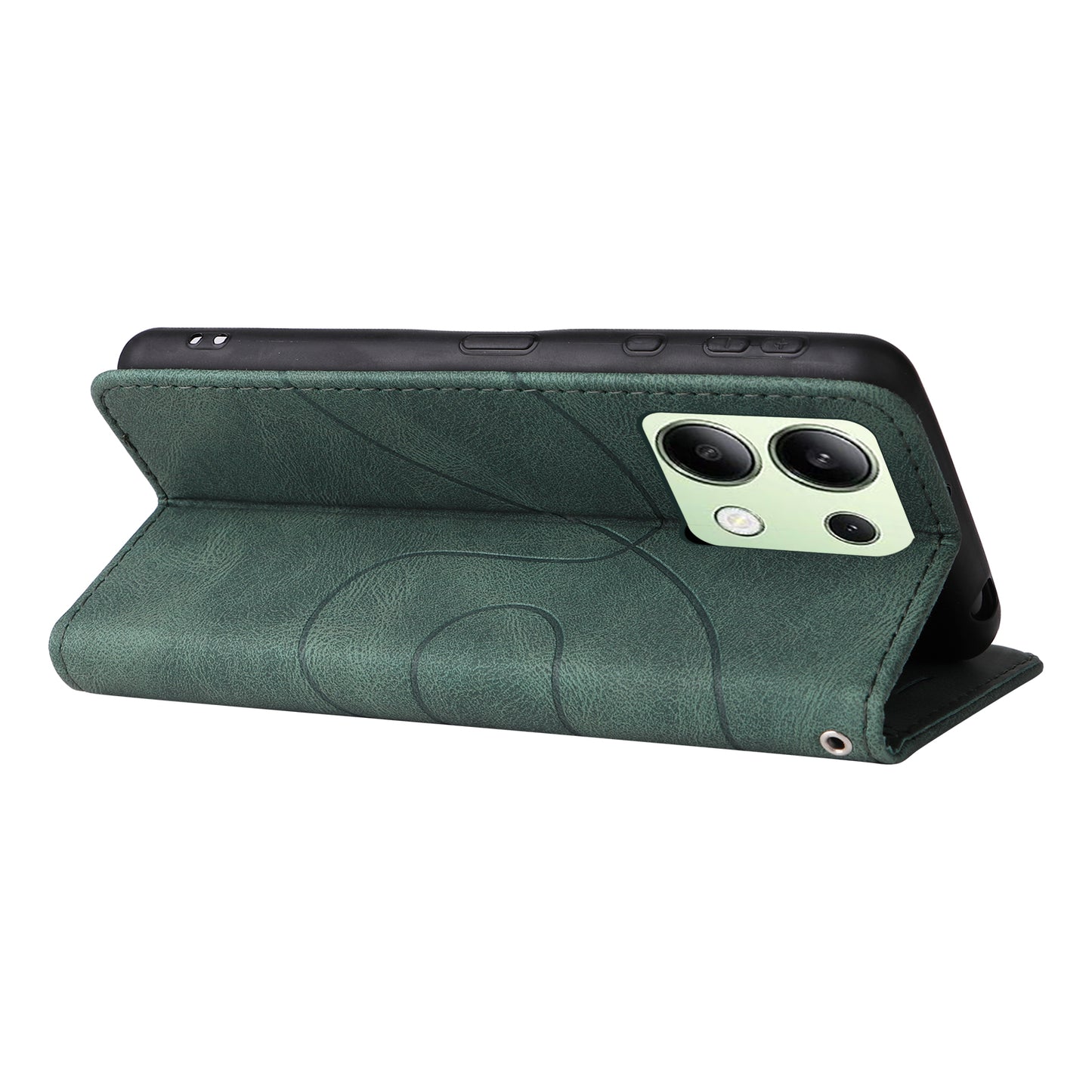 KT Leather Series-1 For Xiaomi Redmi Note 13 4G Case Dual Color Splicing Leather Cover - Green