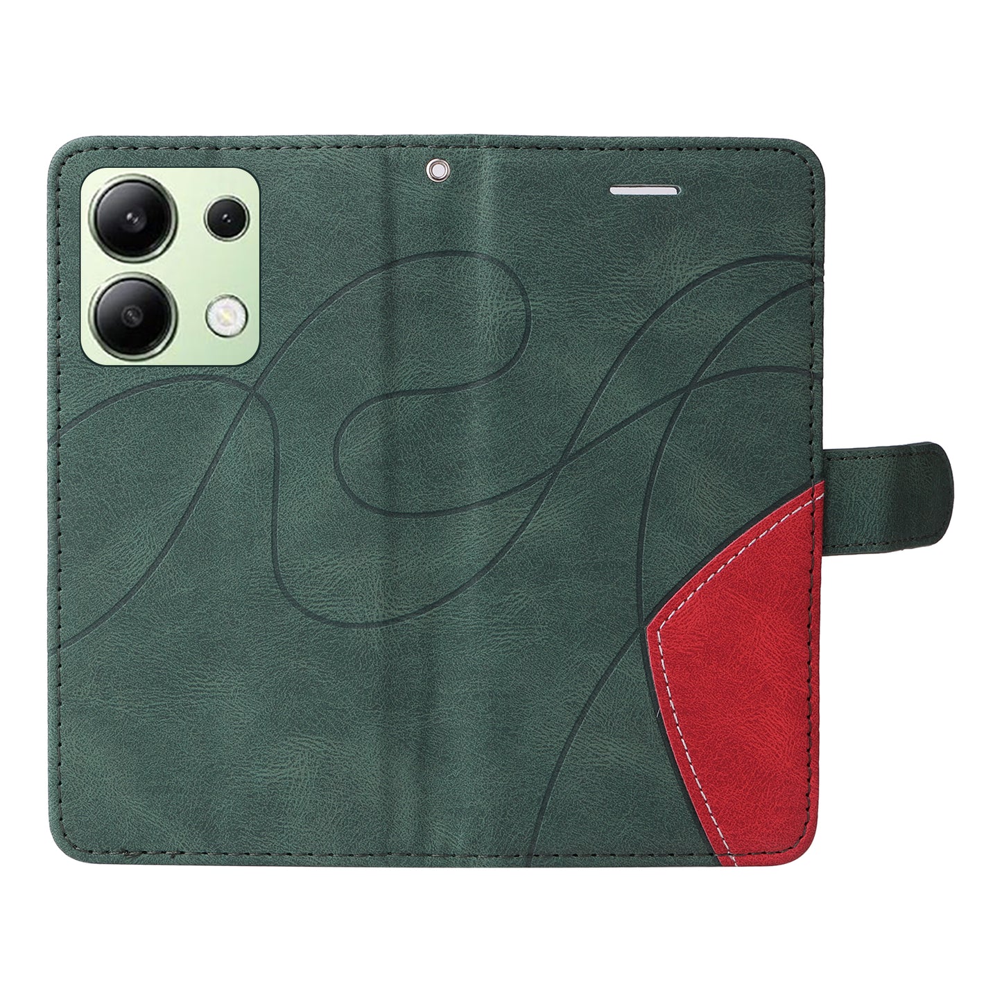 KT Leather Series-1 For Xiaomi Redmi Note 13 4G Case Dual Color Splicing Leather Cover - Green