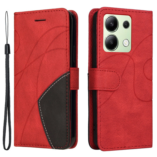 KT Leather Series-1 For Xiaomi Redmi Note 13 4G Case Dual Color Splicing Leather Cover - Red