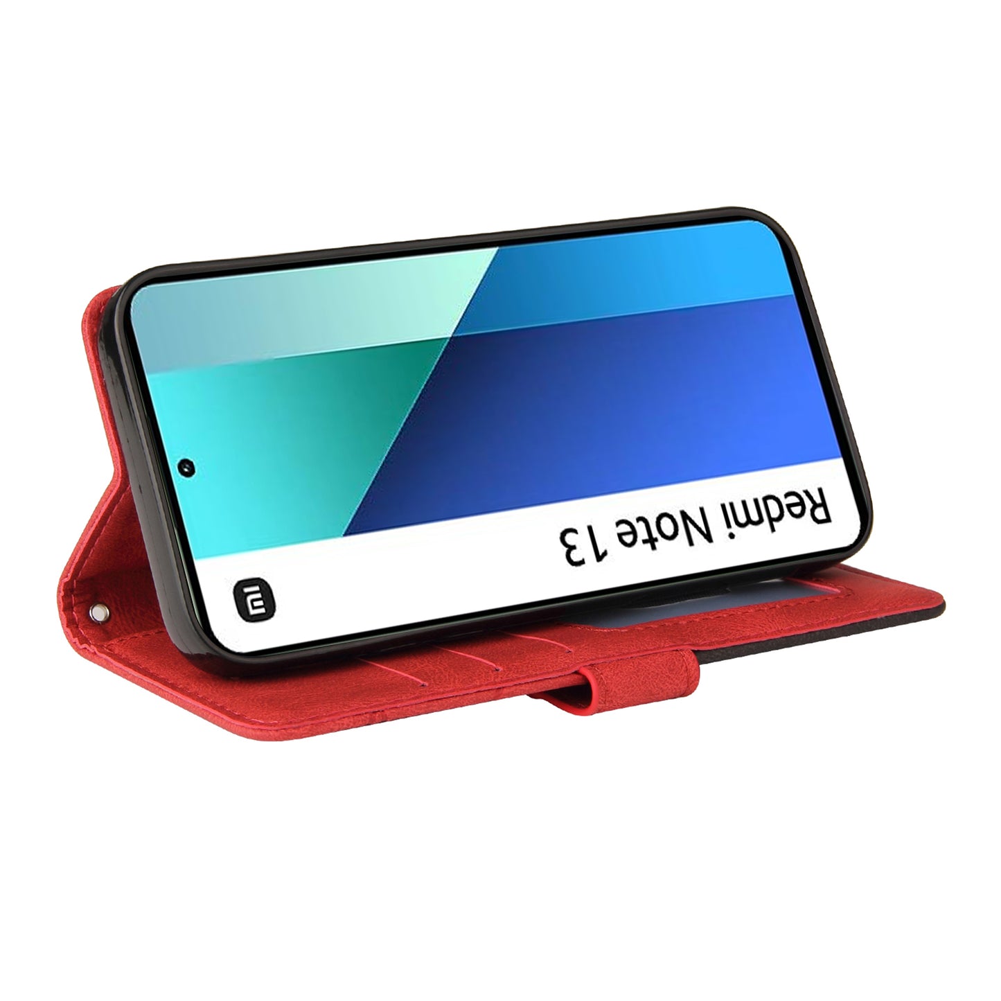 KT Leather Series-1 For Xiaomi Redmi Note 13 4G Case Dual Color Splicing Leather Cover - Red