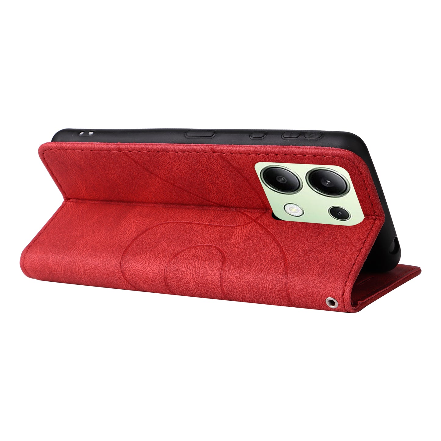 KT Leather Series-1 For Xiaomi Redmi Note 13 4G Case Dual Color Splicing Leather Cover - Red