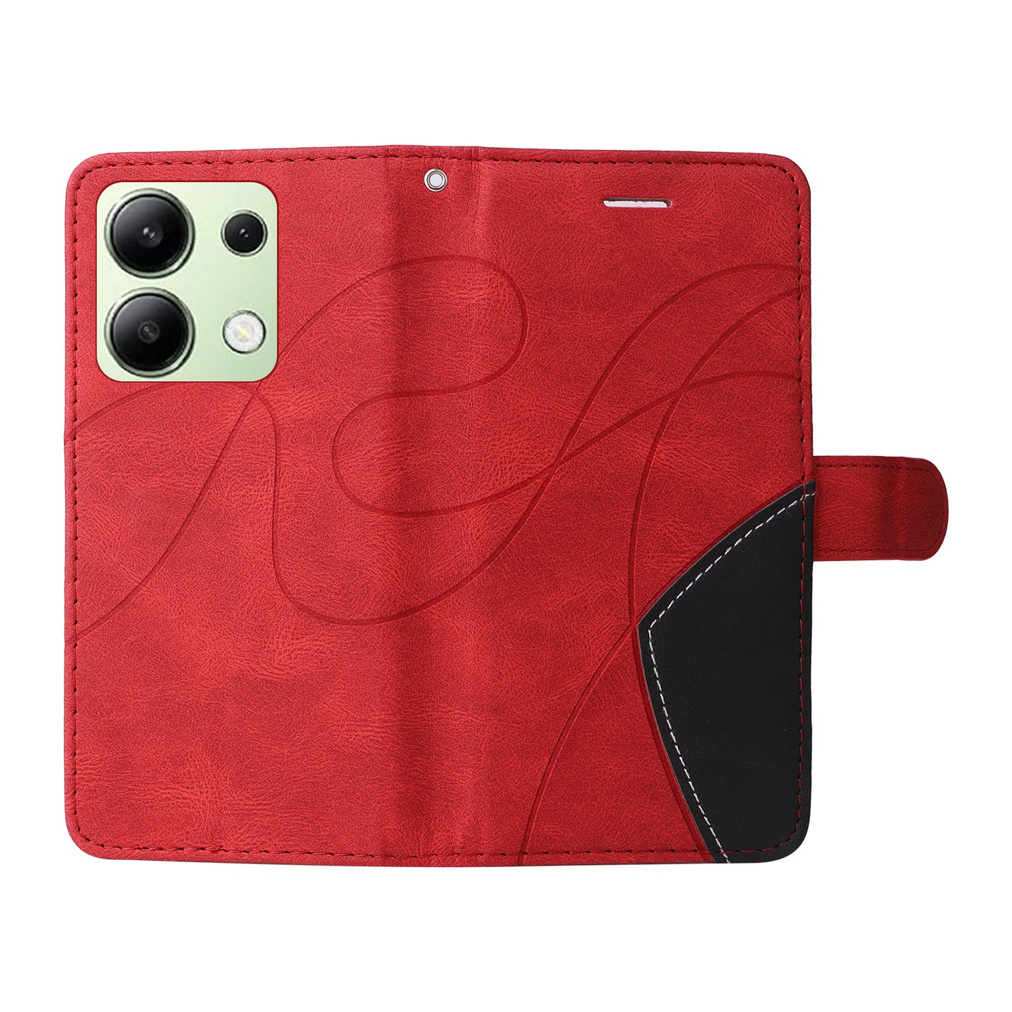 KT Leather Series-1 For Xiaomi Redmi Note 13 4G Case Dual Color Splicing Leather Cover - Red