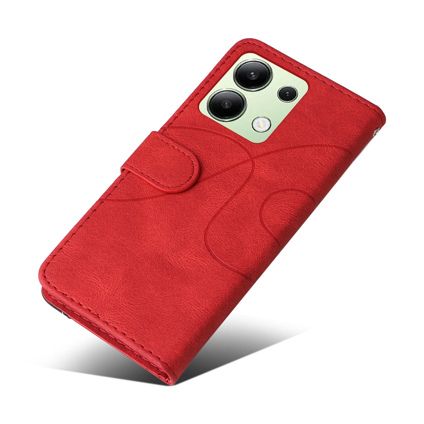 KT Leather Series-1 For Xiaomi Redmi Note 13 4G Case Dual Color Splicing Leather Cover - Red