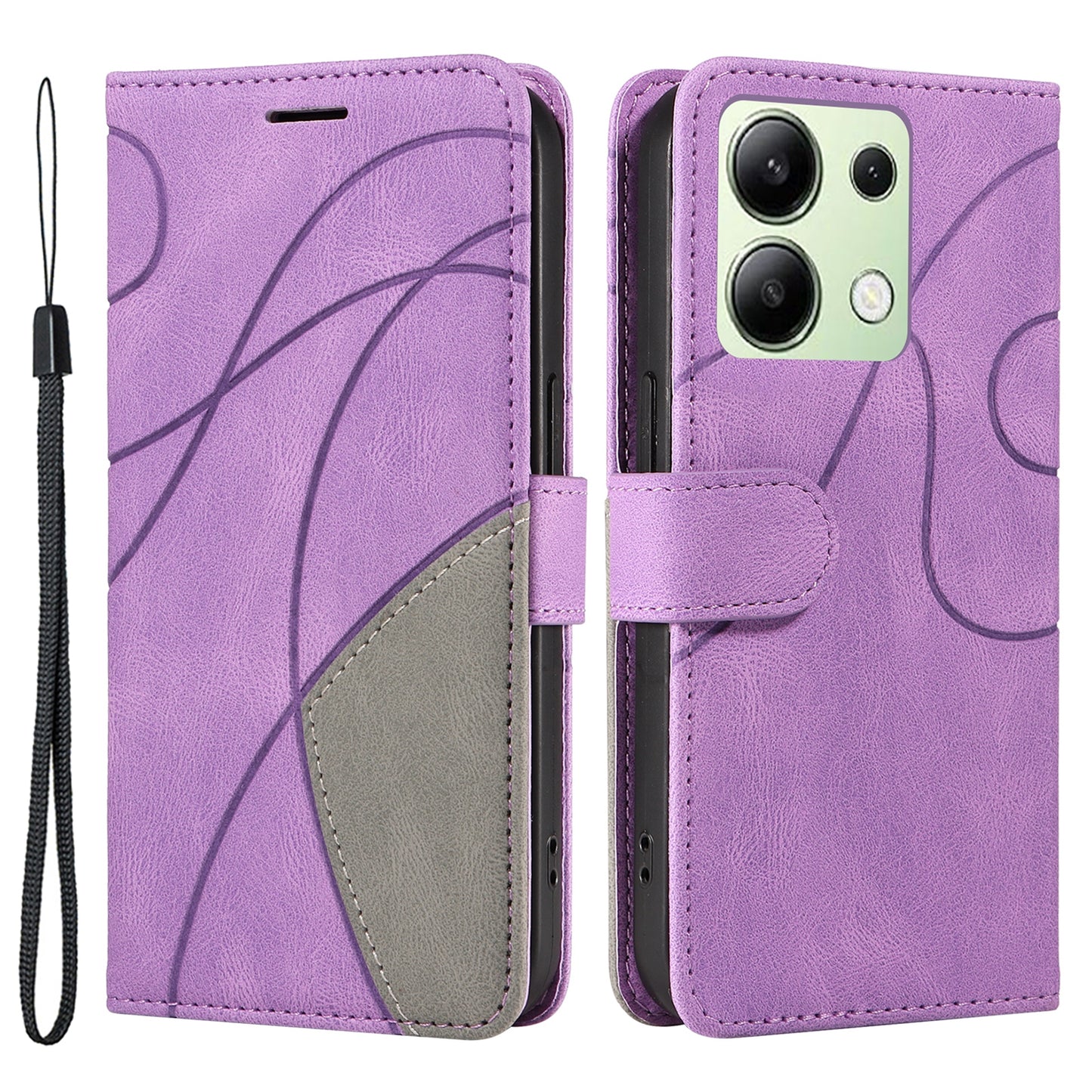 KT Leather Series-1 For Xiaomi Redmi Note 13 4G Case Dual Color Splicing Leather Cover - Light Purple