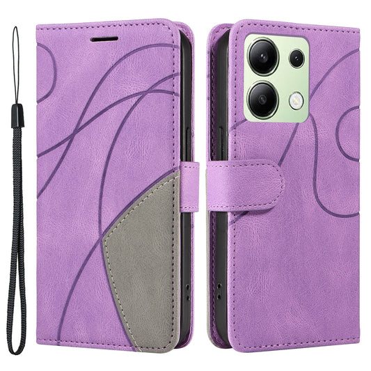 KT Leather Series-1 For Xiaomi Redmi Note 13 4G Case Dual Color Splicing Leather Cover - Light Purple