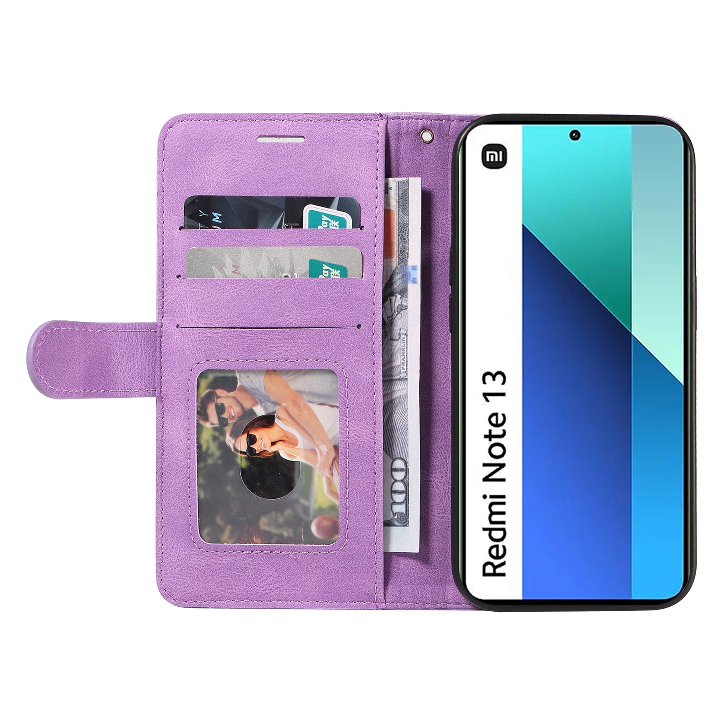 KT Leather Series-1 For Xiaomi Redmi Note 13 4G Case Dual Color Splicing Leather Cover - Light Purple