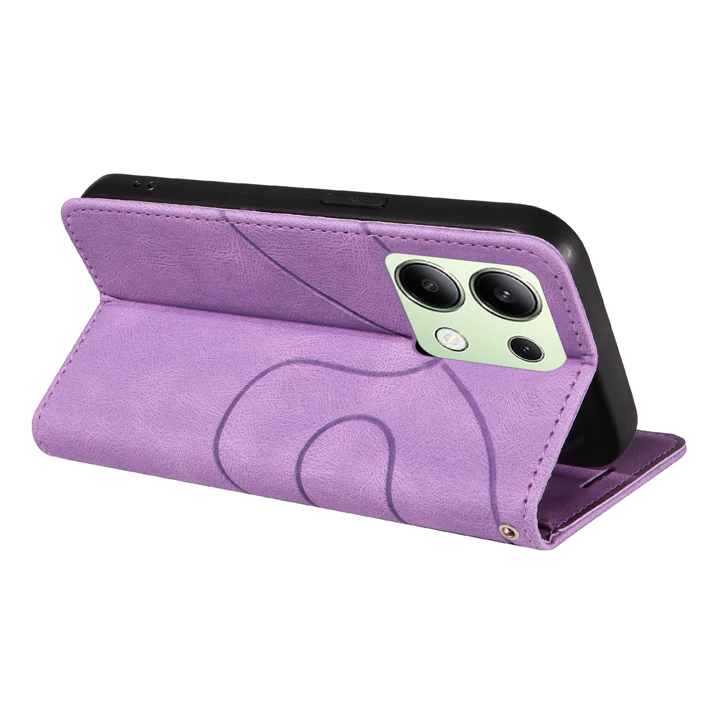 KT Leather Series-1 For Xiaomi Redmi Note 13 4G Case Dual Color Splicing Leather Cover - Light Purple