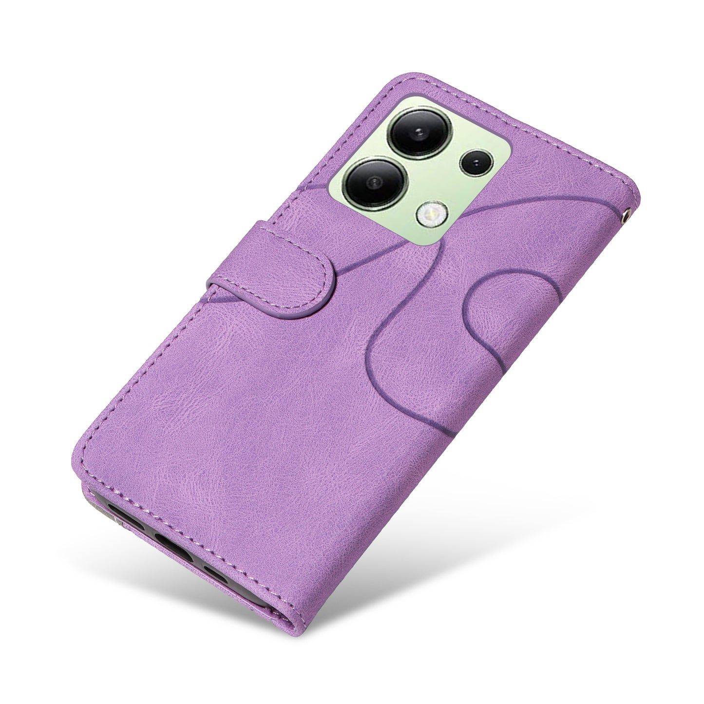 KT Leather Series-1 For Xiaomi Redmi Note 13 4G Case Dual Color Splicing Leather Cover - Light Purple