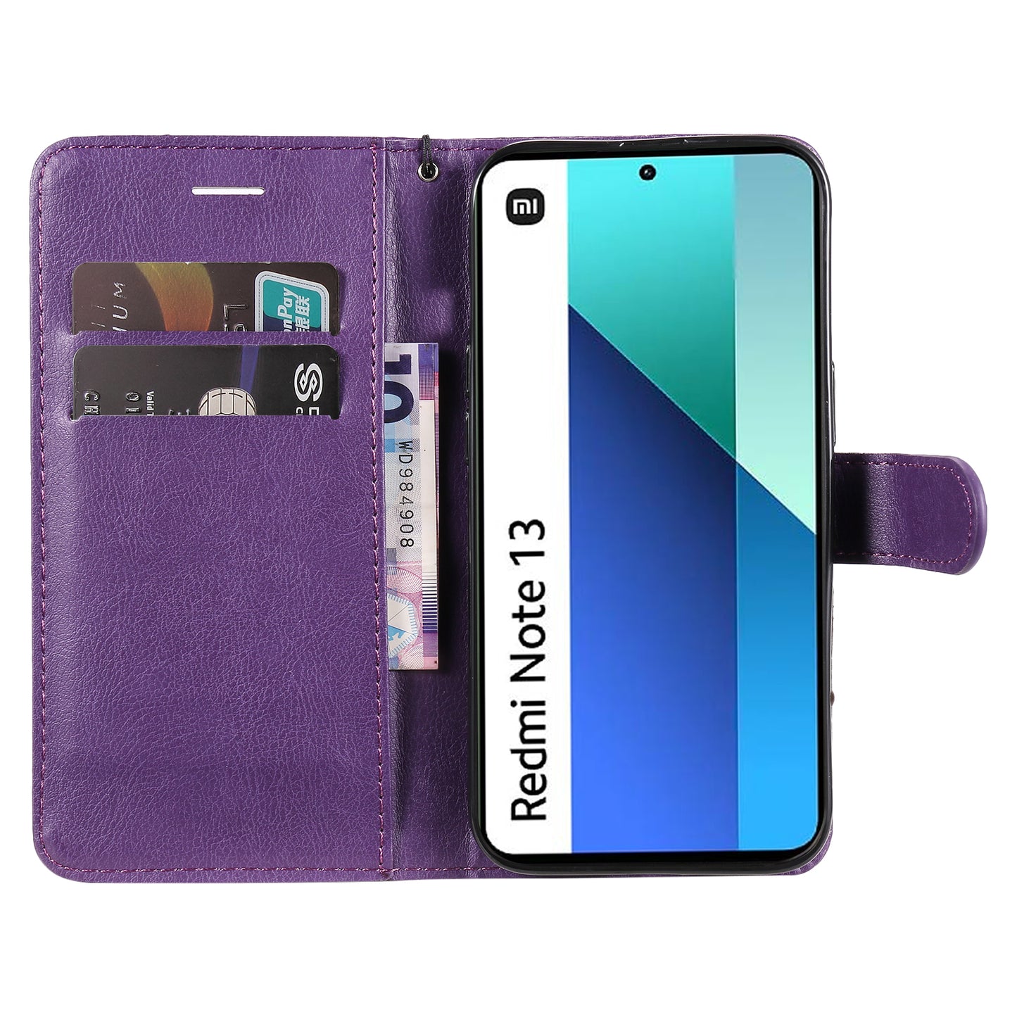 KT Leather Series-2 for Xiaomi Redmi Note 13 4G Leather Case Solid Color Phone Cover - Purple