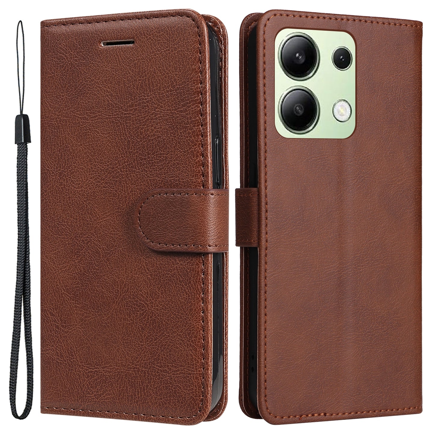 KT Leather Series-2 for Xiaomi Redmi Note 13 4G Leather Case Solid Color Phone Cover - Brown