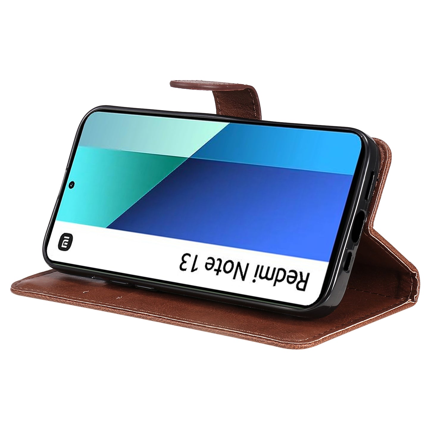 KT Leather Series-2 for Xiaomi Redmi Note 13 4G Leather Case Solid Color Phone Cover - Brown