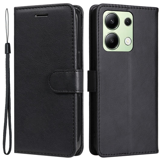 KT Leather Series-2 for Xiaomi Redmi Note 13 4G Leather Case Solid Color Phone Cover - Black