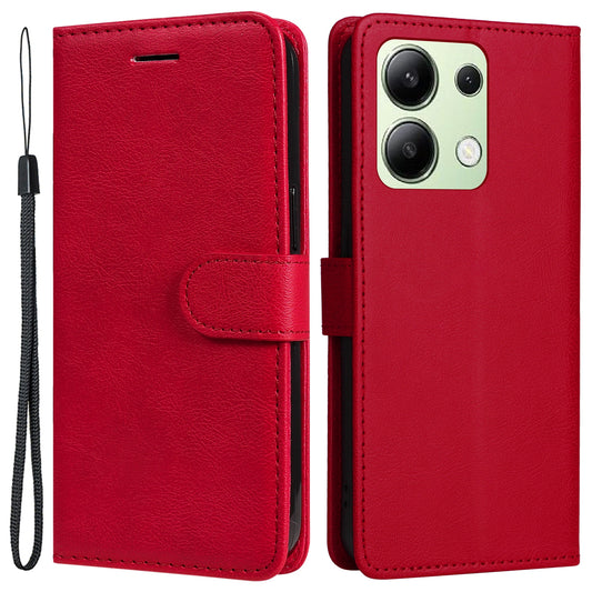 KT Leather Series-2 for Xiaomi Redmi Note 13 4G Leather Case Solid Color Phone Cover - Red
