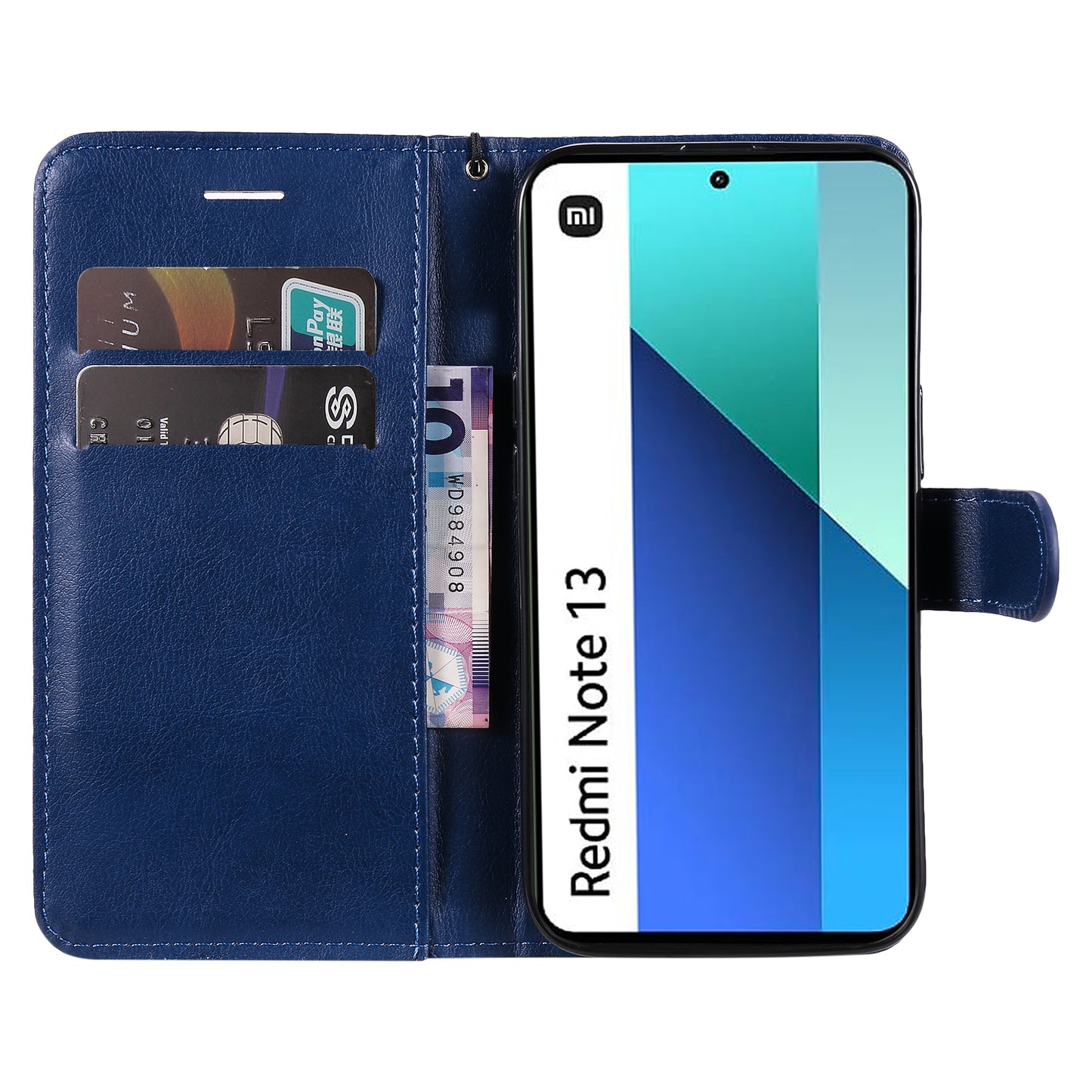 KT Leather Series-2 for Xiaomi Redmi Note 13 4G Leather Case Solid Color Phone Cover - Blue