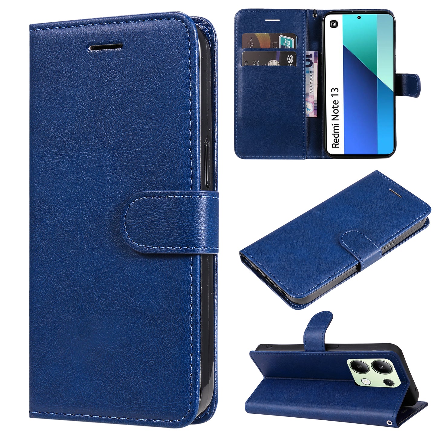 KT Leather Series-2 for Xiaomi Redmi Note 13 4G Leather Case Solid Color Phone Cover - Blue