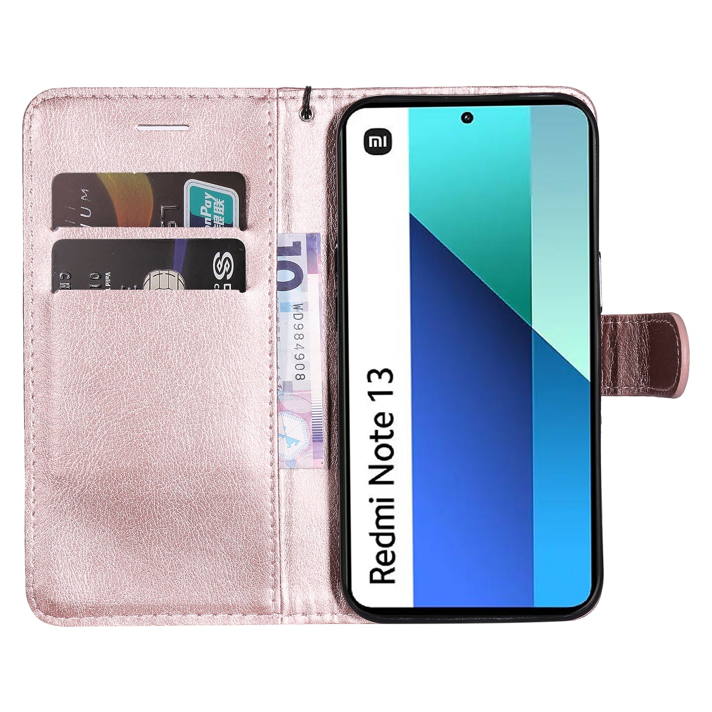 KT Leather Series-2 for Xiaomi Redmi Note 13 4G Leather Case Solid Color Phone Cover - Rose Gold