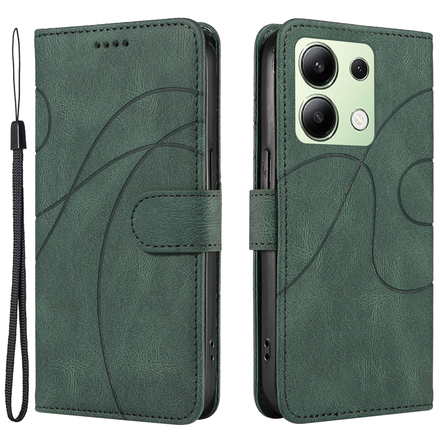 For Xiaomi Redmi Note 13 4G Case Leather Phone Cover with Wallet Card Slots - Green