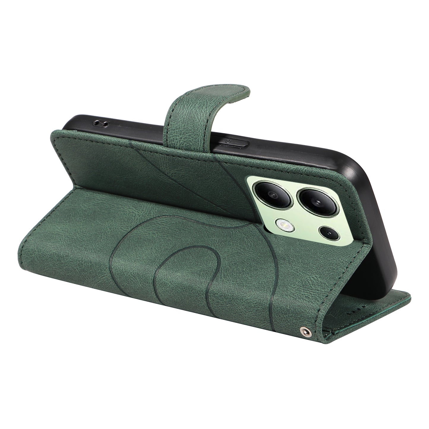 For Xiaomi Redmi Note 13 4G Case Leather Phone Cover with Wallet Card Slots - Green
