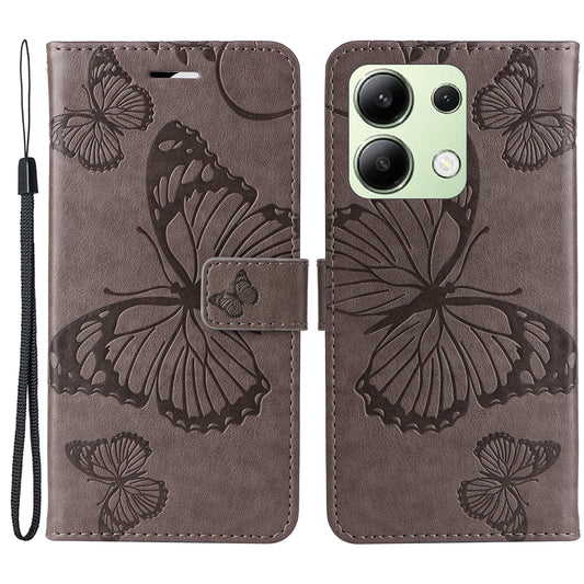 KT Imprinting Flower Series-2 For Xiaomi Redmi Note 13 4G Case Leather Cover with Wallet - Grey