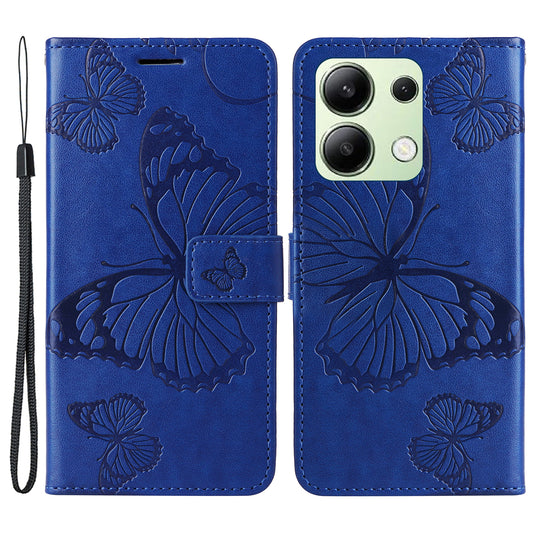 KT Imprinting Flower Series-2 For Xiaomi Redmi Note 13 4G Case Leather Cover with Wallet - Blue