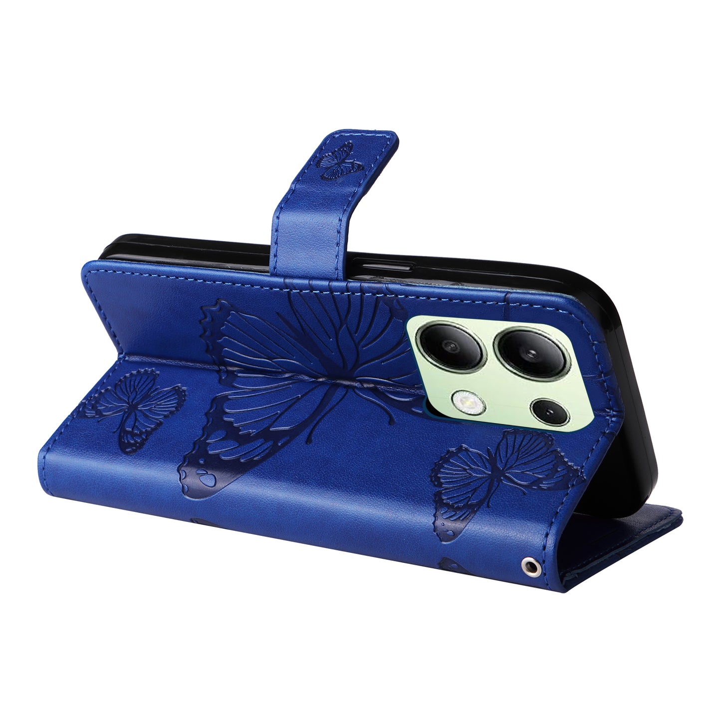 KT Imprinting Flower Series-2 For Xiaomi Redmi Note 13 4G Case Leather Cover with Wallet - Blue