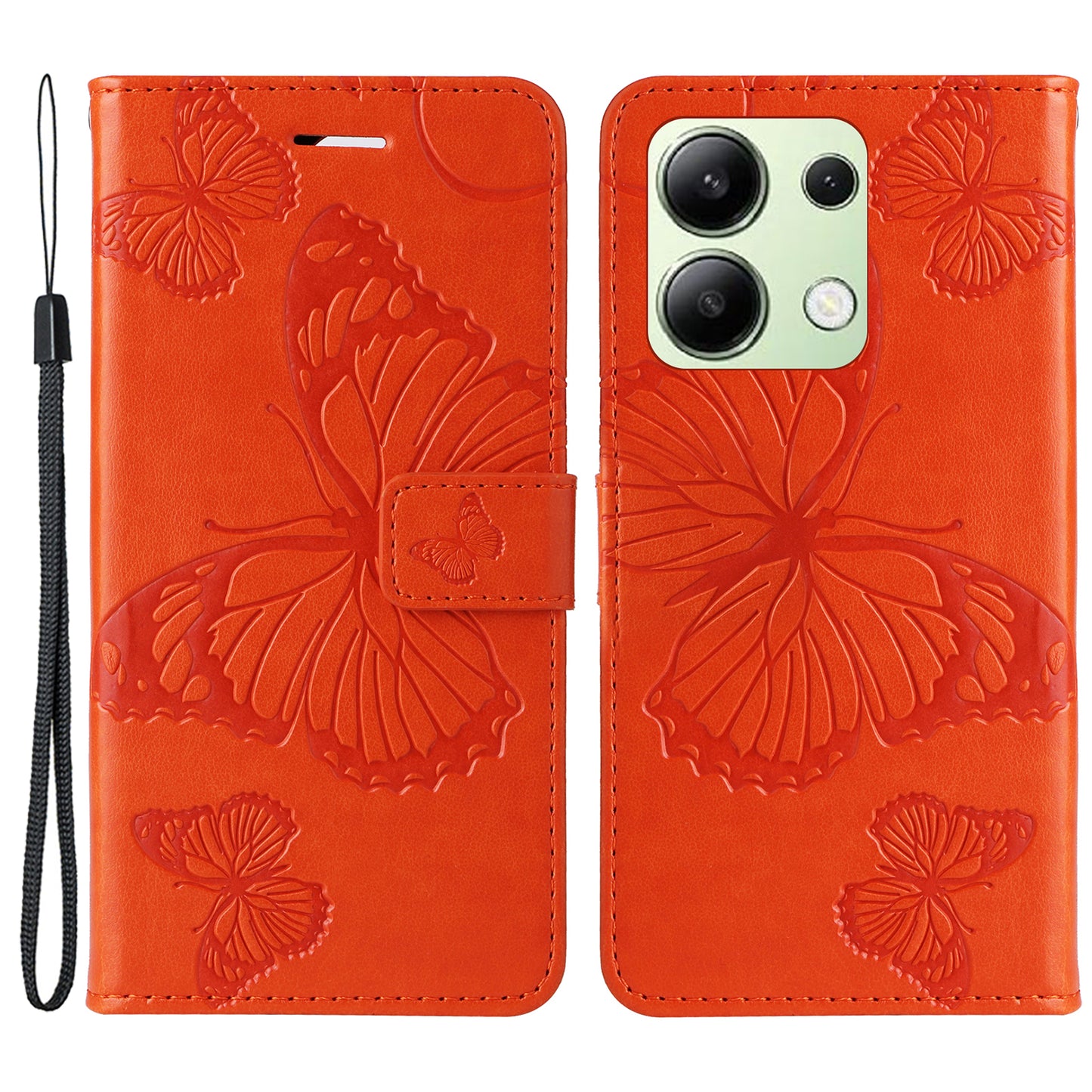 KT Imprinting Flower Series-2 For Xiaomi Redmi Note 13 4G Case Leather Cover with Wallet - Orange