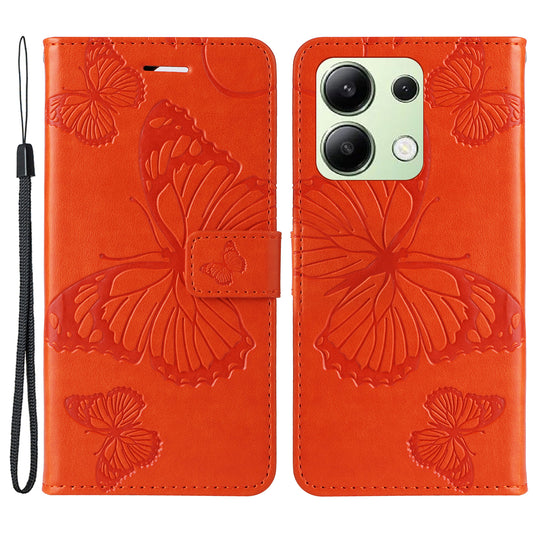 KT Imprinting Flower Series-2 For Xiaomi Redmi Note 13 4G Case Leather Cover with Wallet - Orange