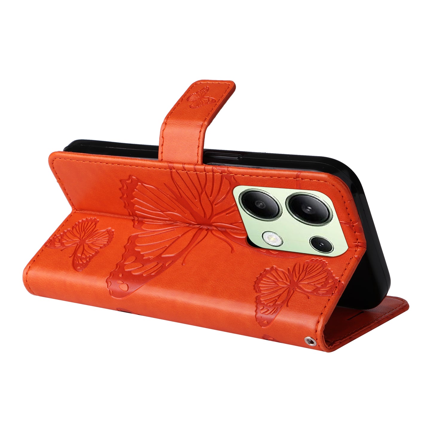 KT Imprinting Flower Series-2 For Xiaomi Redmi Note 13 4G Case Leather Cover with Wallet - Orange
