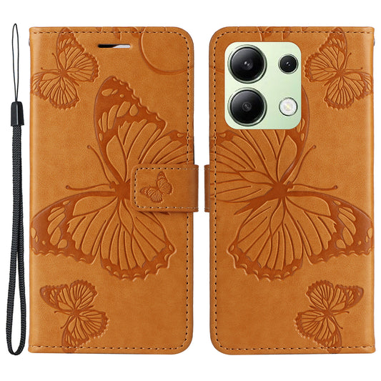 KT Imprinting Flower Series-2 For Xiaomi Redmi Note 13 4G Case Leather Cover with Wallet - Yellow