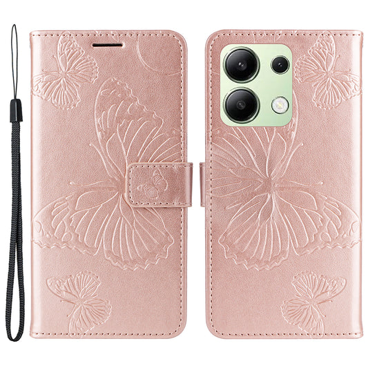 KT Imprinting Flower Series-2 For Xiaomi Redmi Note 13 4G Case Leather Cover with Wallet - Rose Gold