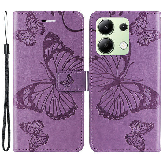 KT Imprinting Flower Series-2 For Xiaomi Redmi Note 13 4G Case Leather Cover with Wallet - Purple