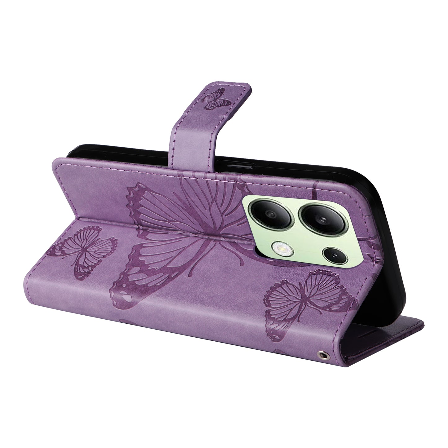 KT Imprinting Flower Series-2 For Xiaomi Redmi Note 13 4G Case Leather Cover with Wallet - Purple