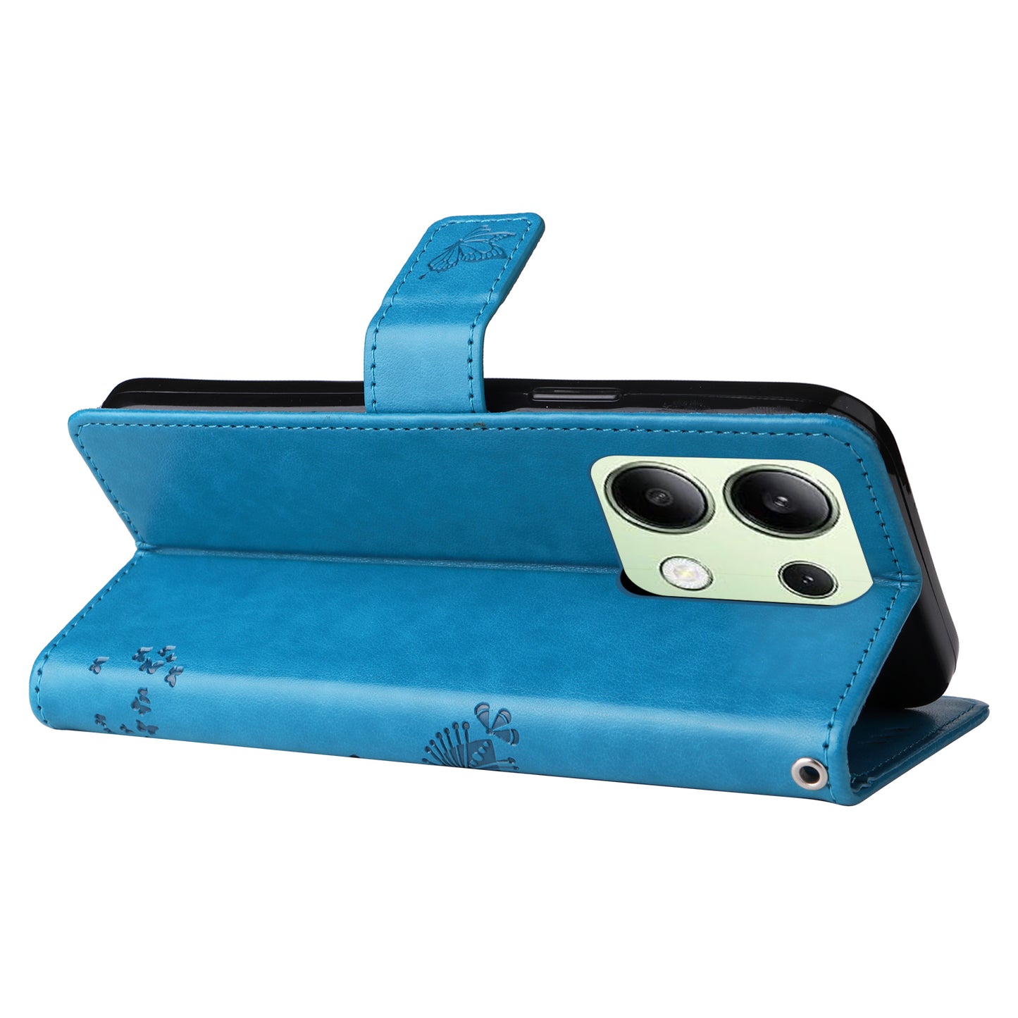 KT Imprinting Flower Series-3 For Xiaomi Redmi Note 13 4G Wallet Phone Case Cat Tree Pattern - Blue