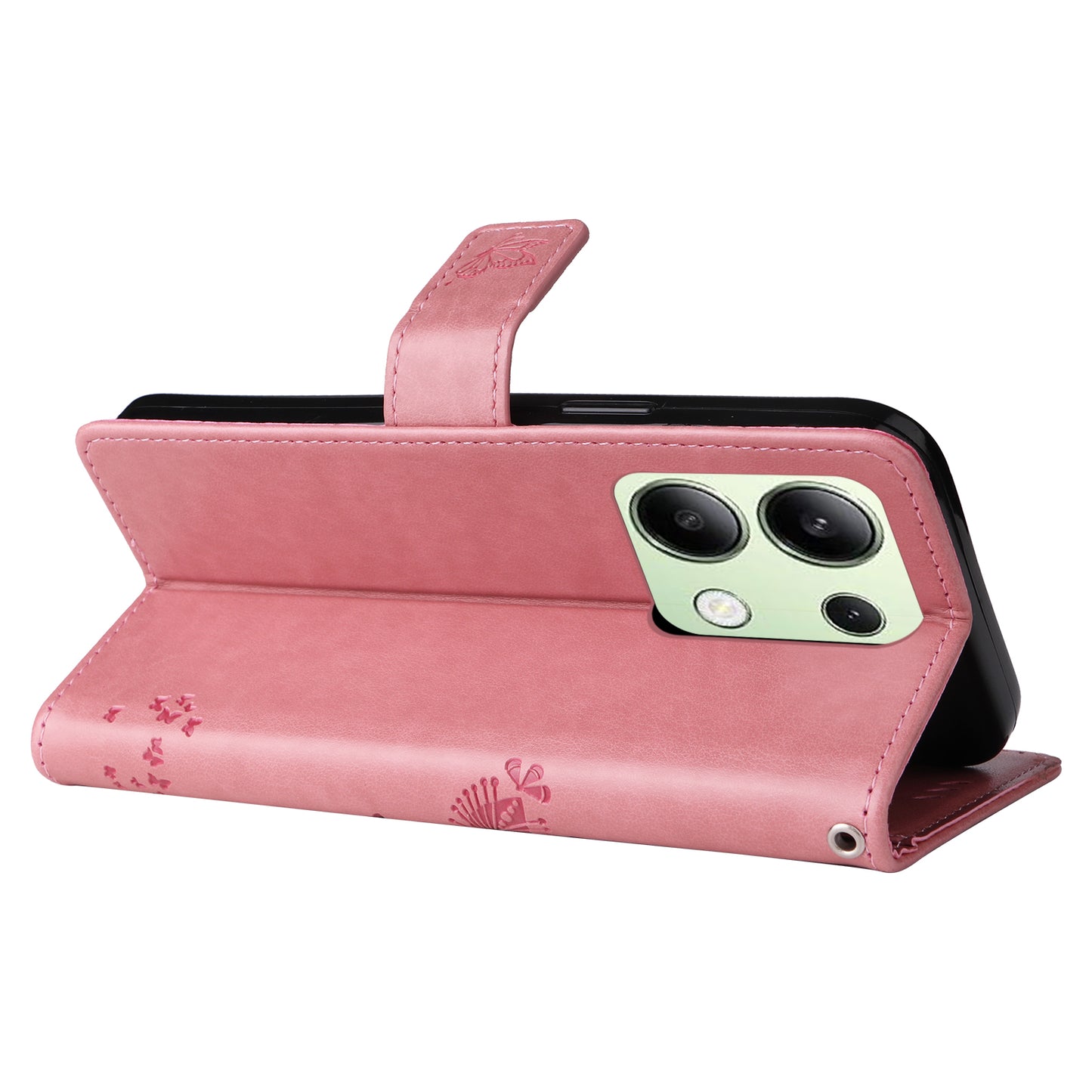 KT Imprinting Flower Series-3 For Xiaomi Redmi Note 13 4G Wallet Phone Case Cat Tree Pattern - Pink