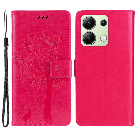 KT Imprinting Flower Series-3 For Xiaomi Redmi Note 13 4G Wallet Phone Case Cat Tree Pattern - Rose