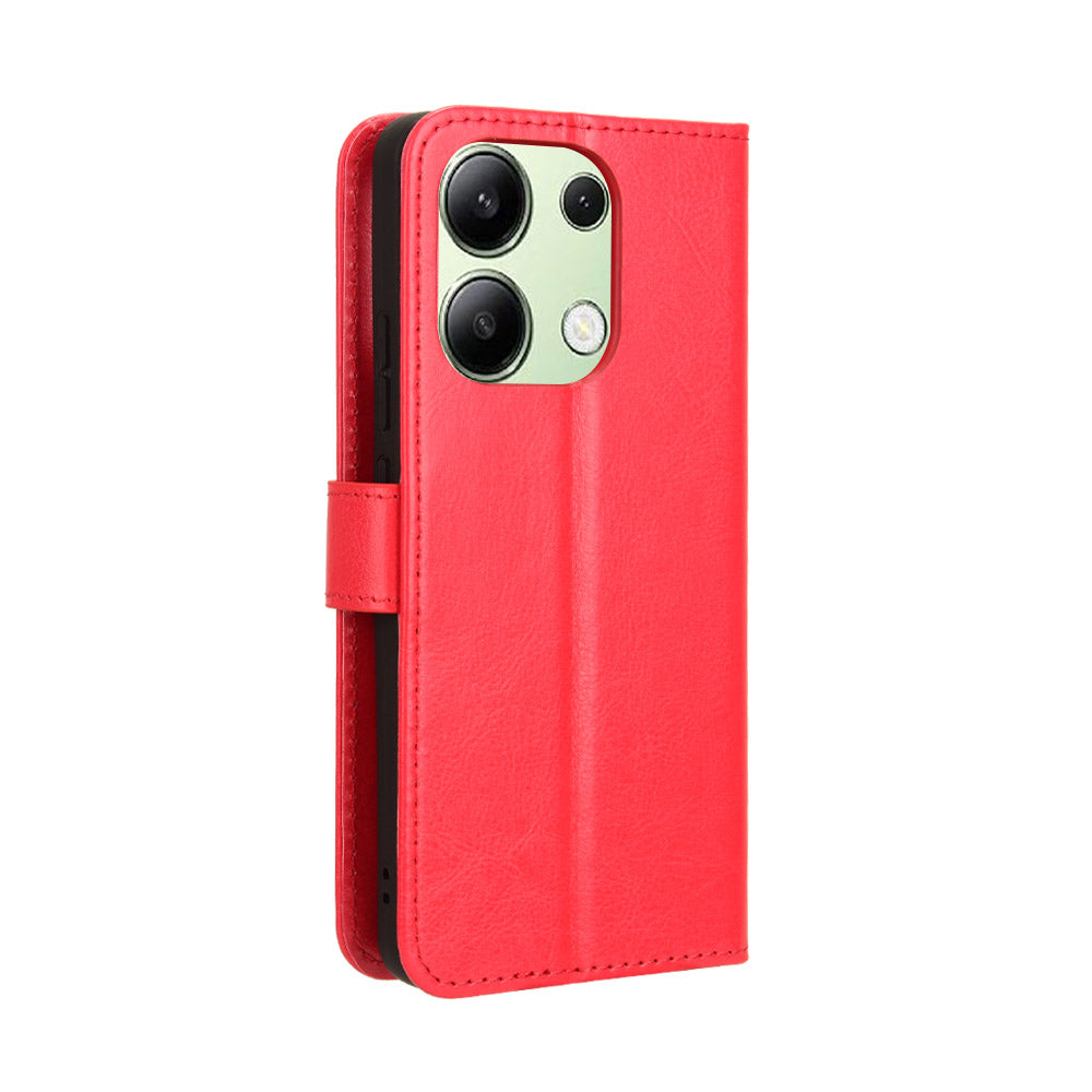 For Xiaomi Redmi Note 13 4G Wallet Leather Phone Case Crazy Horse Texture - Red