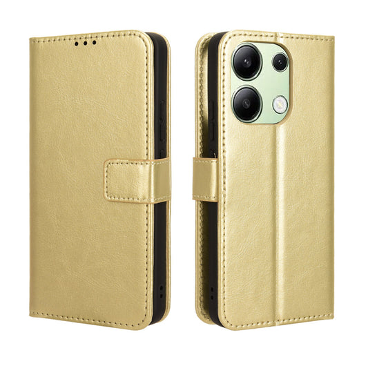 For Xiaomi Redmi Note 13 4G Wallet Leather Phone Case Crazy Horse Texture - Gold
