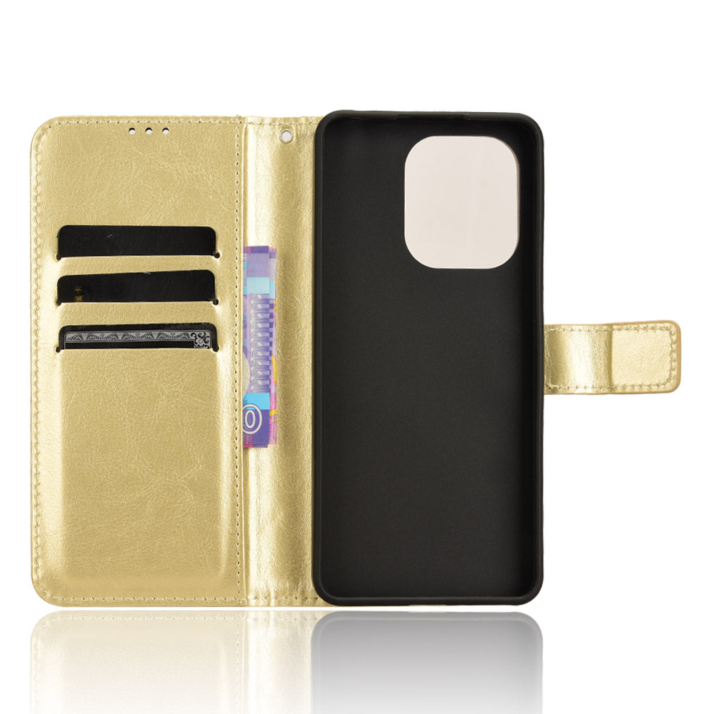 For Xiaomi Redmi Note 13 4G Wallet Leather Phone Case Crazy Horse Texture - Gold