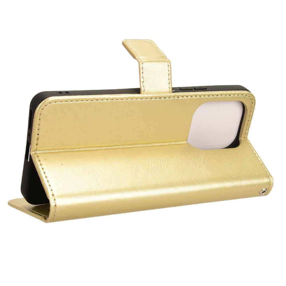 For Xiaomi Redmi Note 13 4G Wallet Leather Phone Case Crazy Horse Texture - Gold